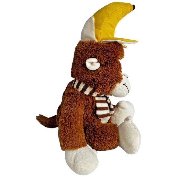Carousel Softtoys Marley Monkey Plush Banana Hat On Head Brown 18 Inch Vintage - Picture 4 of 9